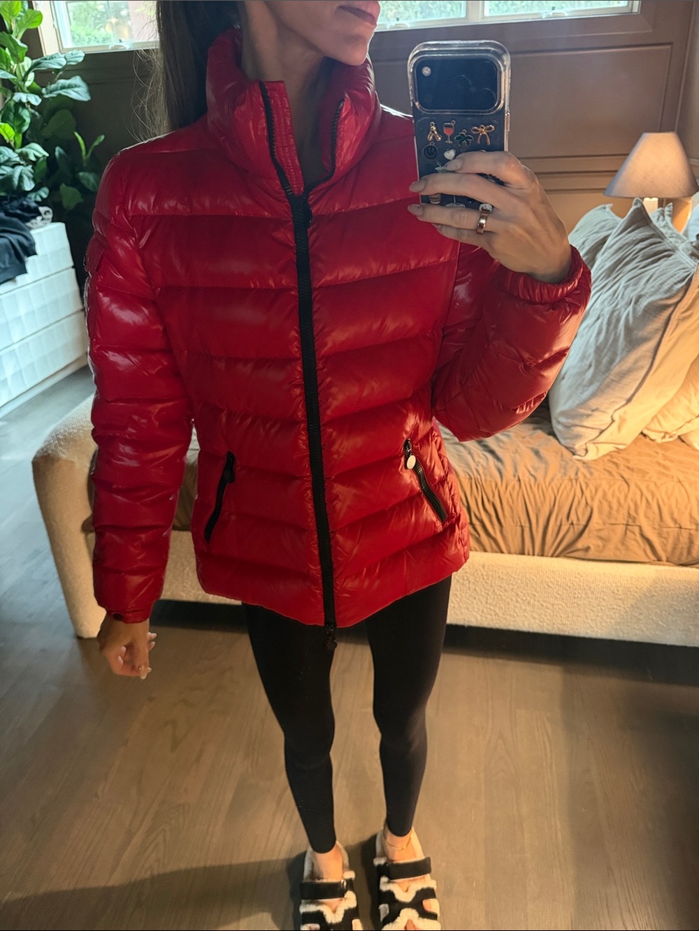 Moncler Red Quilted Puffer Jacket
